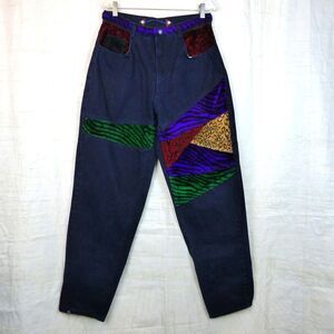 Major Damage Patchwork Jeans Men 31x32 Navy Fur Animal Print Y2K Grunge 90s Punk